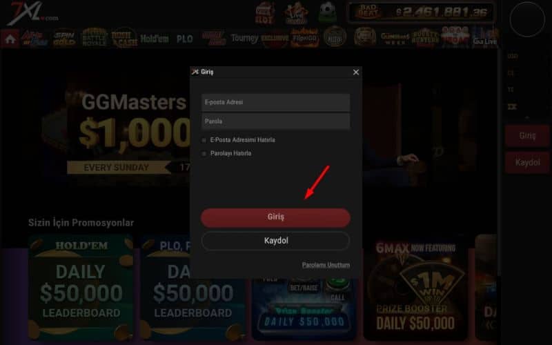 7XL poker yazılımına giriş yapın