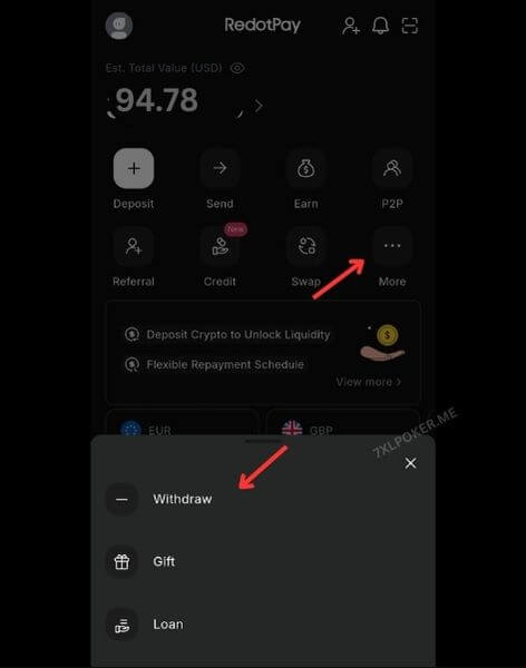 Click withdraw